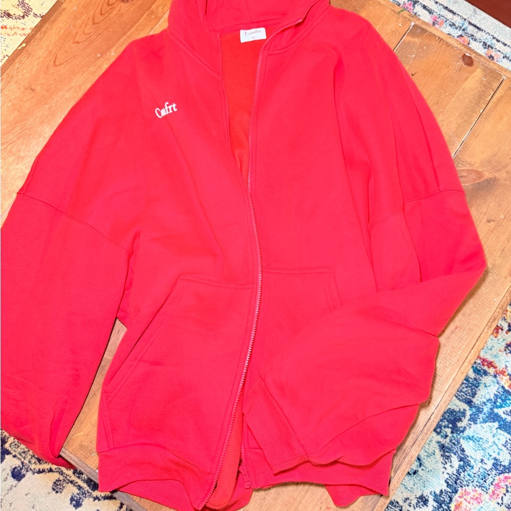 Comfort Red Zip-Up Hoodie